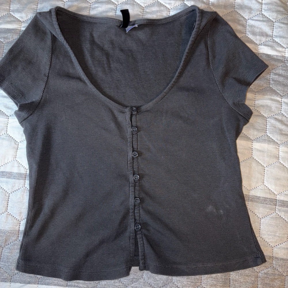 H&M Charcoal Button-Down Women's Top